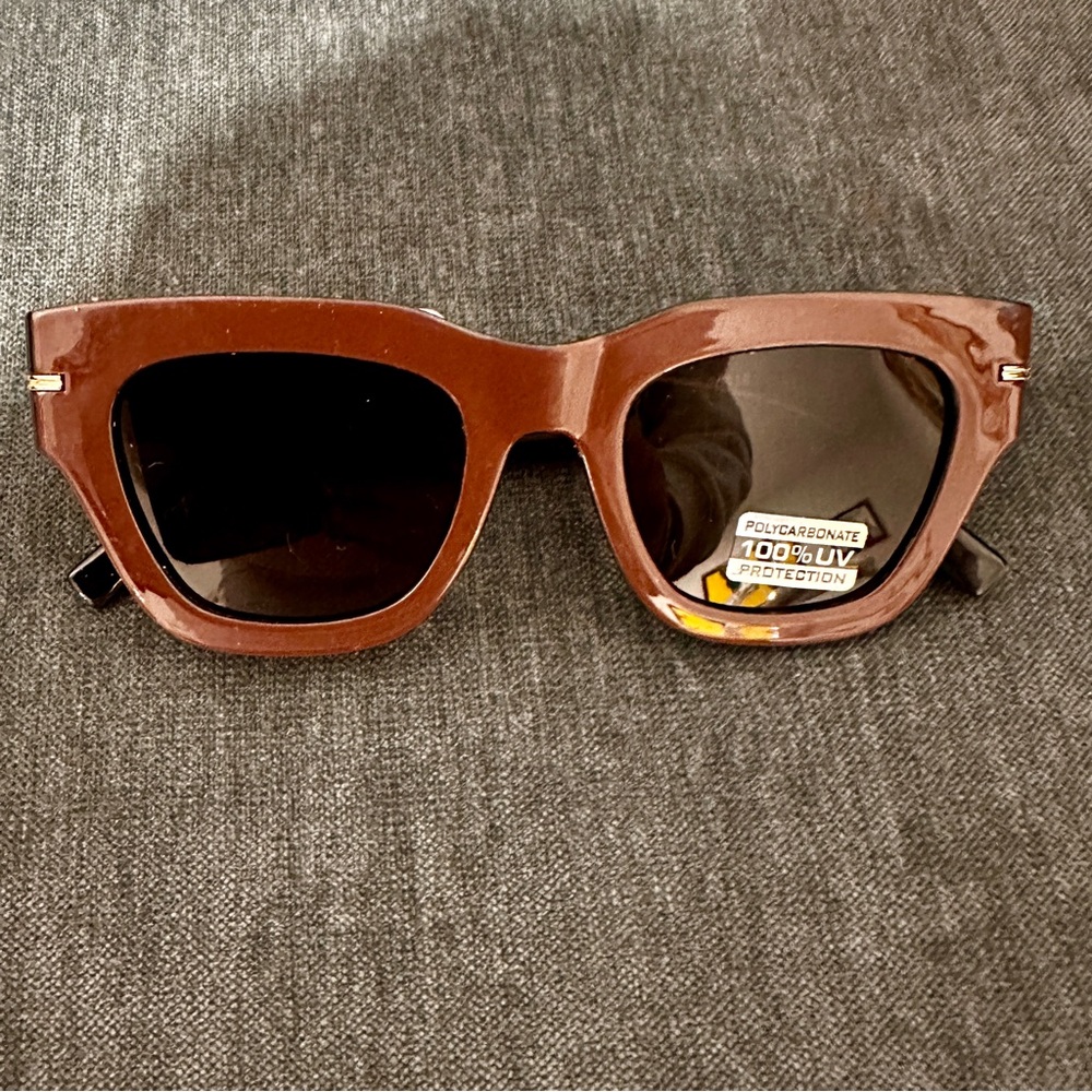 NWT FREE PEOPLE Jackson Two Tone Square Brown Sunglasses sold out online! - Picture 3 of 10